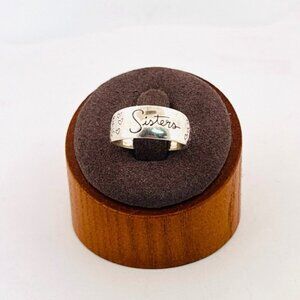Sisters Friendship Band Ring 925 Sterling Silver Size 6.75 Estate Jewelry Gift !